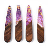 Transparent Resin & Walnut Wood Pendants RESI-N039-69F-1