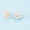 Brass Pave Clear Cubic Zirconia Stud Earrings KK-T077-19S-3