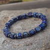 Cube Dyed Natural Blue Imperial Jasper & Synthetic Non-magnetic Hematite Beads Stretch Bracelets for Women Men PF6426-9-1
