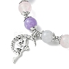 8mm Round Natural Aquamarine & Rose Quartz & Amethyst Beaded Stretch Bracelets X-BJEW-TA00502-3