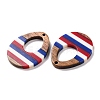 Independence Day Opaque Striped Resin & Walnut Wood Pendants RESI-U010-02N-2