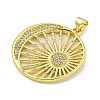 Rack Plating Brass Micro Pave Clear Cubic Zirconia Pendants KK-B091-35G-2