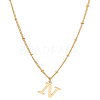 1Pc Brass Chain & 304 Stainless Steel Letter Pendant Necklaces NJEW-LP0001-35N-G-1