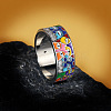 Eye Pattern Brass Micro Pave Clear Cubic Zirconia Enamel Finger Rings FS-WGB4C19-03-2