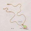 304 Stainless Steel Enamel with Imitation Pearl Flower Pendant Necklaces for Women DU2502-5