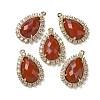 Natural Red Jasper Faceted Teardrop Pendants G-I375-01G-07-1