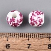 Floral Printed Porcelain Beads PORC-Q201-8mm-3-4