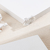 1Pc Letter Brass Rhinestone Open Cuff Rings for Women AJEW-LP0004-47B-S-3