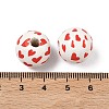 Valentine's Day Spray Painted & Printed Wood European Beads WOOD-L023-03J-3