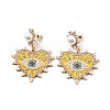 Crystal Rhinestone Heart with Evil Eye Dangle Stud Earrings with Enamel EJEW-J045-05A-KCG-1