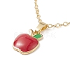 Enamel Apple Pendant Necklace with Golden Brass Cable Chains for Teachers' Day NJEW-TA00047-4