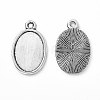 Tibetan Style Antique Silver Alloy Flat Oval Pendant Cabochon Settings TIBEP-M022-36AS-2