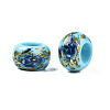 Flower Printed Opaque Acrylic Rondelle Beads SACR-S305-27-E01-3
