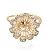 Brass Micro Pave Clear Cubic Zirconia Peg Bails Adjustable Finger Ring Settings KK-S354-286-NF-2