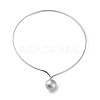 304 Stainless Steel Round Ball Pendant Choker Necklaces NJEW-D058-01P-1
