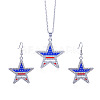 Independence Day Zinc Alloy Enamel & Rhinestone Pendant Necklaces & Dangle Earrings Sets FS-WG64DB3-10-1