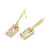 Rack Plating Brass Rectangle Dangle Stud Earrings with Cubic Zirconia EJEW-D061-55G-2