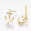Brass Cubic Zirconia Stud Earring Findings KK-S350-008G-2