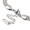 304 Stainless Steel Flower Link Bracelet with Curb Chains BJEW-E091-02P-3