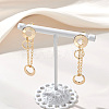 304 Stainless Steel Flat Round Tassel Stud Earrings EJEW-JE06883-4