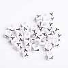 White Acrylic Horizontal Hole Letter Beads X-PL37C9308-Y-2