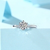 Rhodium Plated 925 Sterling Silver Moissanite Rhinestone Adjustable Rings for Women AJEW-U007-12P-3