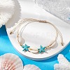 Synthetic Turquoise Beads with Natural Mixed Cowrie Shell Beads Anklet AJEW-AN00577-02-2