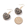 Heart Natural Lava Rock Dangle Earrings for Women EJEW-JE04973-3