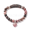 Natural Rhodonite Beads Charm Bracelets BJEW-K164-B07-1