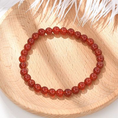 Natural Red Agate Beaded Stretch Bracelets BJEW-D446-B-26-1