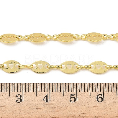 Oval with Hollow Heart Brass Link Chain Necklaces for Women NJEW-K271-06G-1