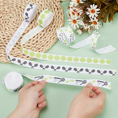 4 Rolls 4 Colors Sport Ball Print Grosgrain Ribbon OCOR-PH0004-07C-1