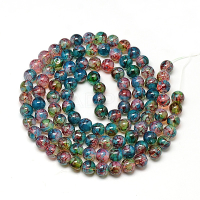 Baking Paint Glass Beads Strands X-DGLA-Q023-8mm-DB70-1