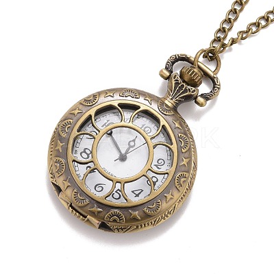 Retro Alloy Openable Quartz Pocket Watch Pendant Necklace WACH-M126-M01-1