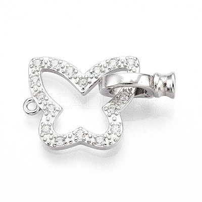 925 Sterling Silver Micro Pave Clear Cubic Zirconia Fold Over Clasps STER-T008-06P-1