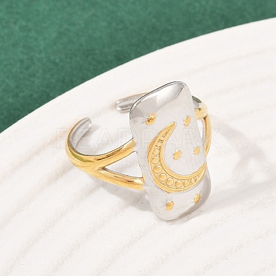 304 Stainless Steel Double Color Cuff Rings RJEW-S635-01GP-04-1