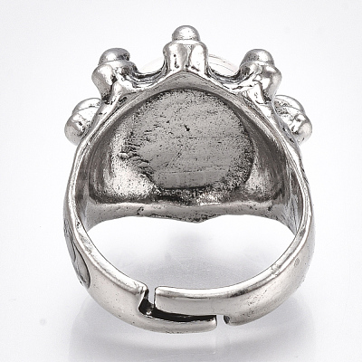 Adjustable Alloy Glass Finger Rings RJEW-T006-03B-1