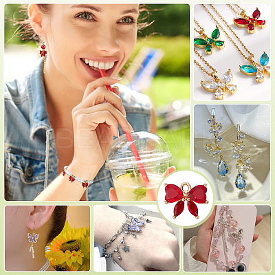 12Pcs Brass Glass Charms KK-PH0013-43A-1