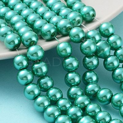 Baking Paint Pearlized Glass Pearl Round Bead Strands X-HY-Q330-8mm-29-1