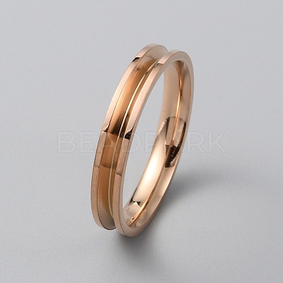 201 Stainless Steel Grooved Finger Ring Settings RJEW-WH0012-11G-1