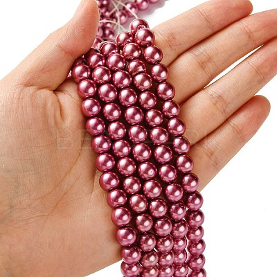 Eco-Friendly Glass Pearl Beads Strands HY-A008-8mm-RB027-1