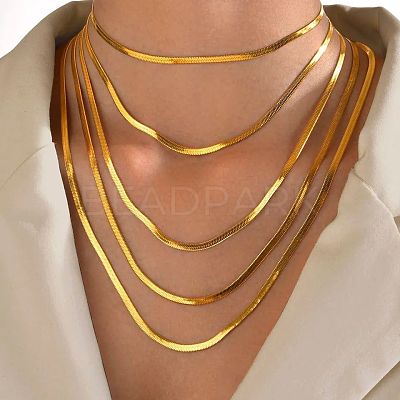 304 Stainless Steel Snake Chain Necklaces for Women WG80FEF-07-1