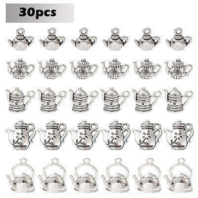 30Pcs 6 Styles Tibetan Style Alloy Charms TIBEP-YW0001-77-1