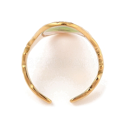 Oval Ion Plating(IP) 304 Stainless Steel Open Cuff Rings for Women RJEW-Z052-02G-1