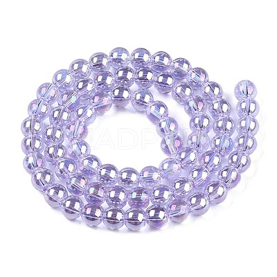 Electroplate Transparent Glass Beads Strands X-GLAA-T032-T6mm-AB01-1