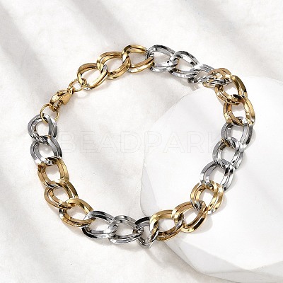 304 Stainless Steel Cuban Link Chain Bracelets for Women BJEW-D377-01C-1