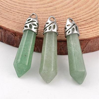 Bullet Natural Green Aventurine Pointed Pendants G-E332-C13-1