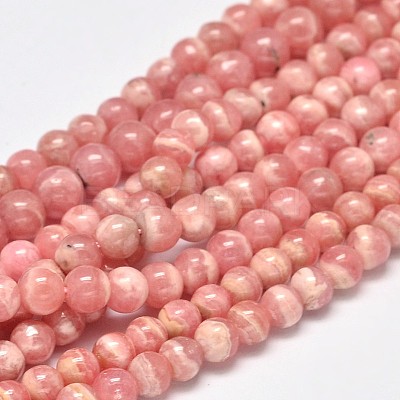 Round Natural Rhodochrosite Bead Strands G-F289-21-5mm-1