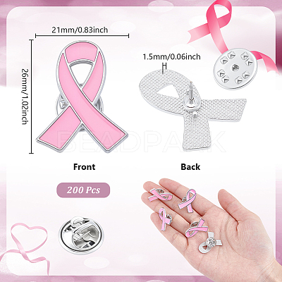 200Pcs Awareness Ribbon Zinc Alloy Enamel Pins for Clothes JEWB-DR0001-09-1
