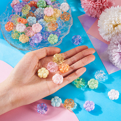 70Pcs 14 Colors Opaque & Transparent Acrylic Beads OACR-TA0002-78-1